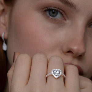 Solitaire Heart CZ Diamond Engagement Ring - 18K Gold Vermeil - Glamour Jewelry House