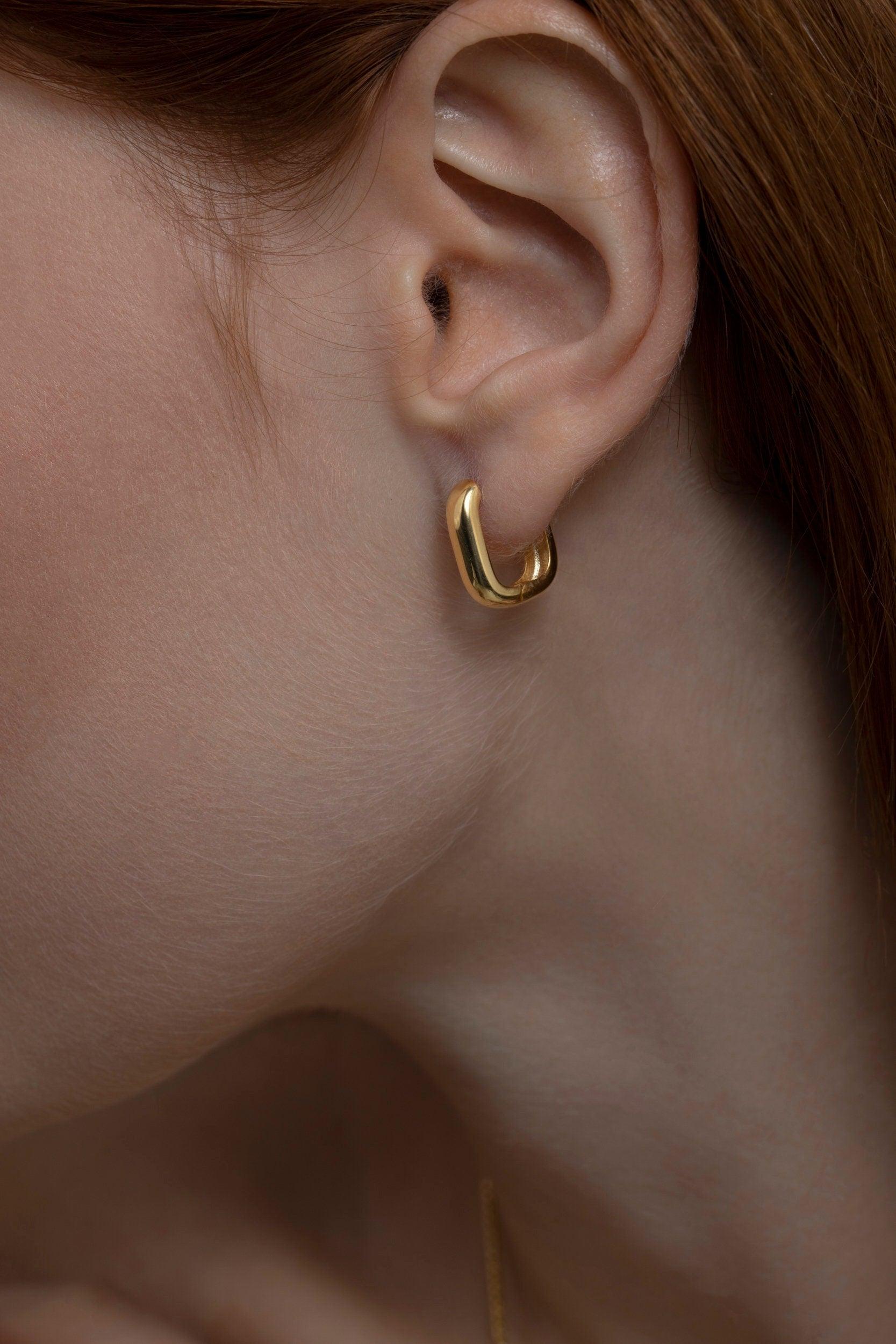 Square Huggie Hoop Earrings - 18K Gold Vermeil - Glamour Jewelry House