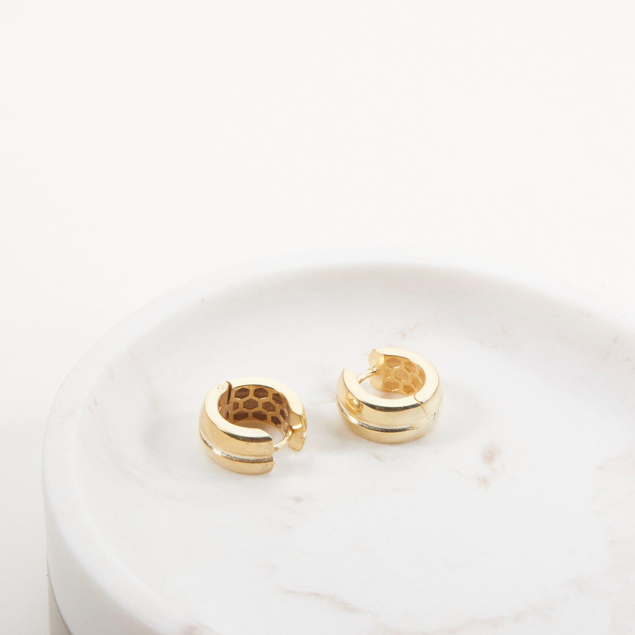 Thick Huggie Hoop Earrings - 18K Gold Vermeil - Glamour Jewelry House