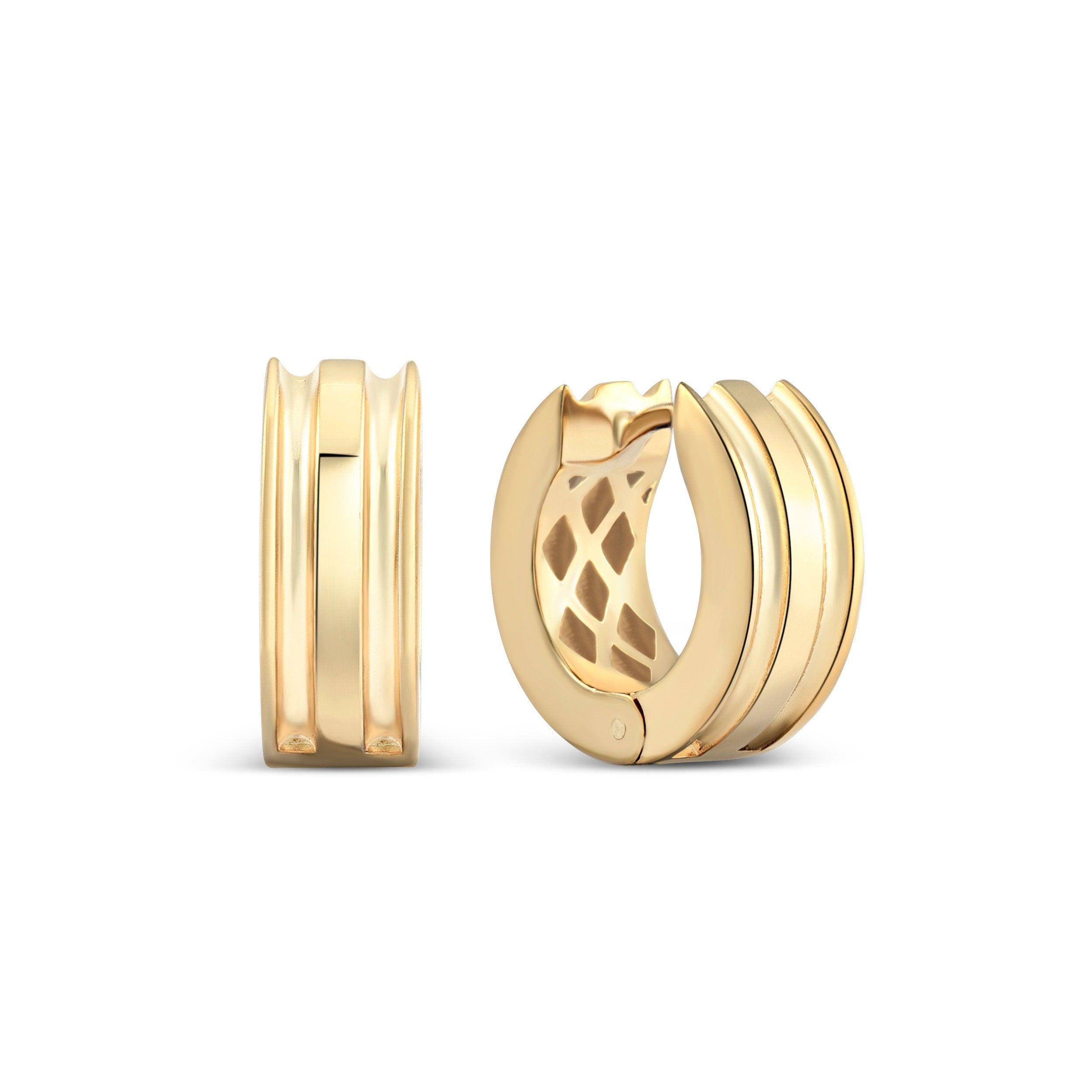 Thick Huggie Hoop Earrings - 18K Gold Vermeil - Glamour Jewelry House