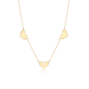 Silver Triple Heart Necklace - 18K Gold Vermeil - Glamour Jewelry House