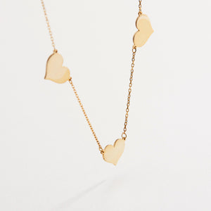 Silver Triple Heart Necklace - 18K Gold Vermeil - Glamour Jewelry House