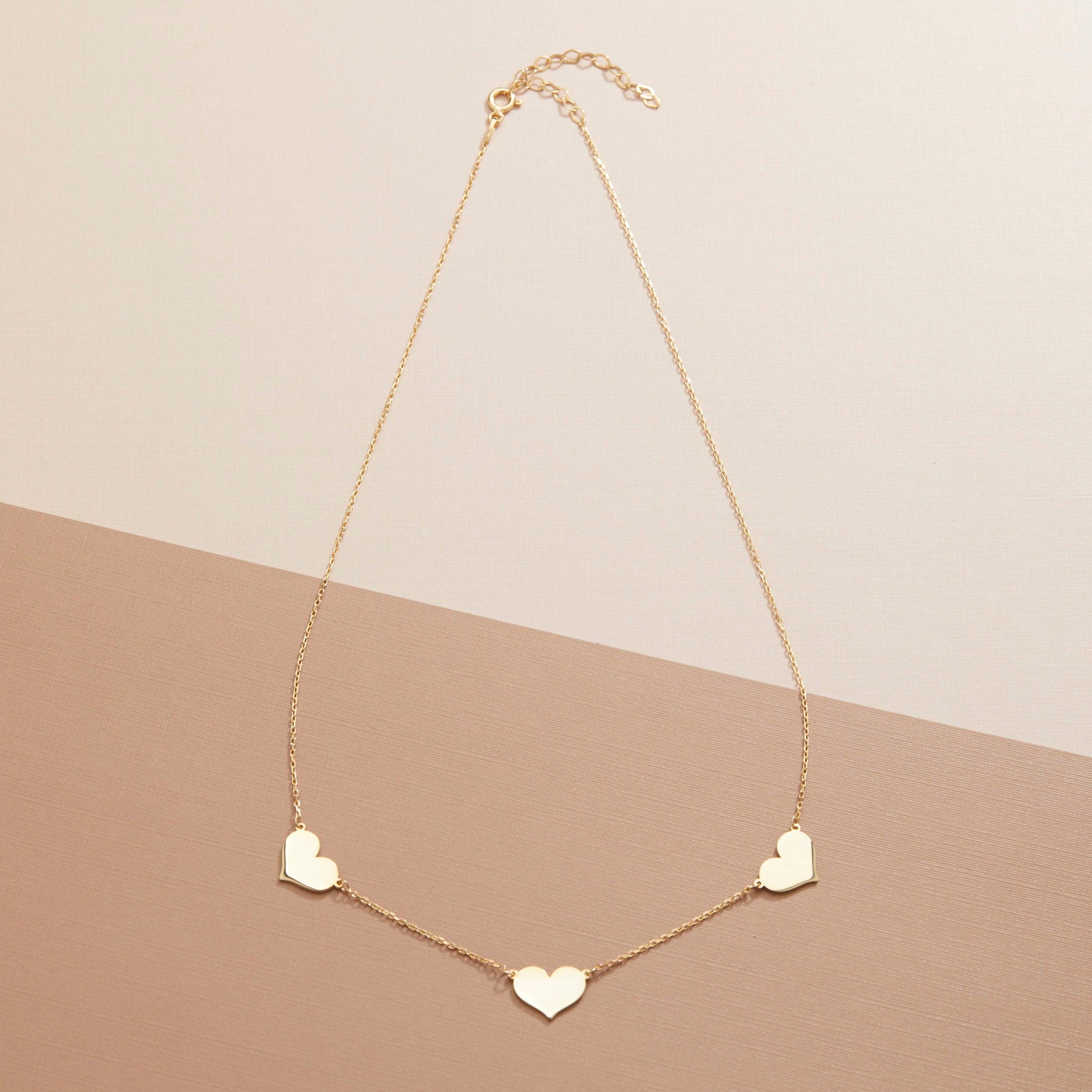 Silver Triple Heart Necklace - 18K Gold Vermeil - Glamour Jewelry House