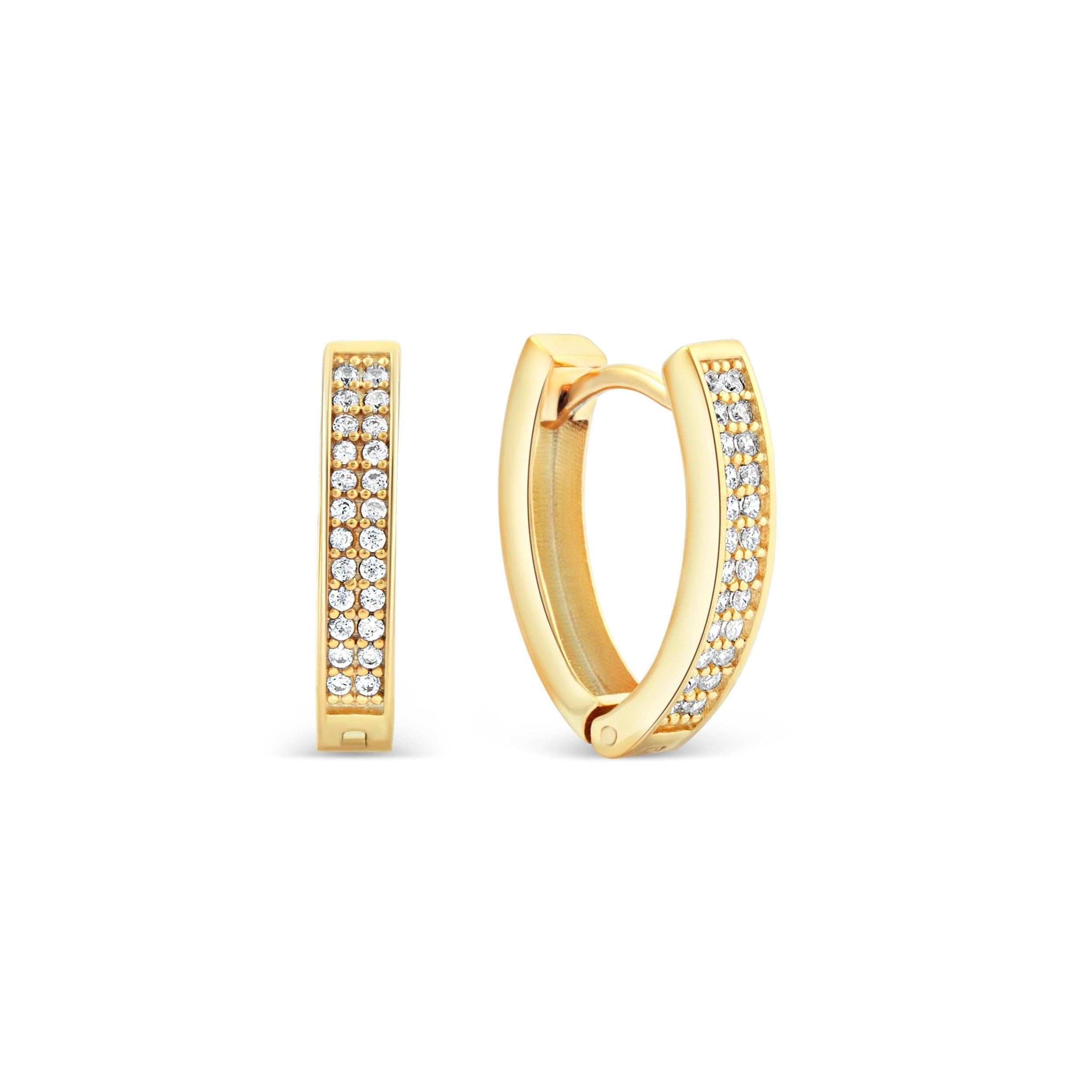 Double Row Huggie Hoop Earring - 18K Gold Vermeil - Glamour Jewelry House