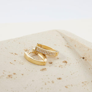 Double Row Huggie Hoop Earring - 18K Gold Vermeil - Glamour Jewelry House