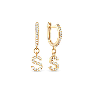 Pave Initial Hoop Earrings - 18K Gold Vermeil - Glamour Jewelry House