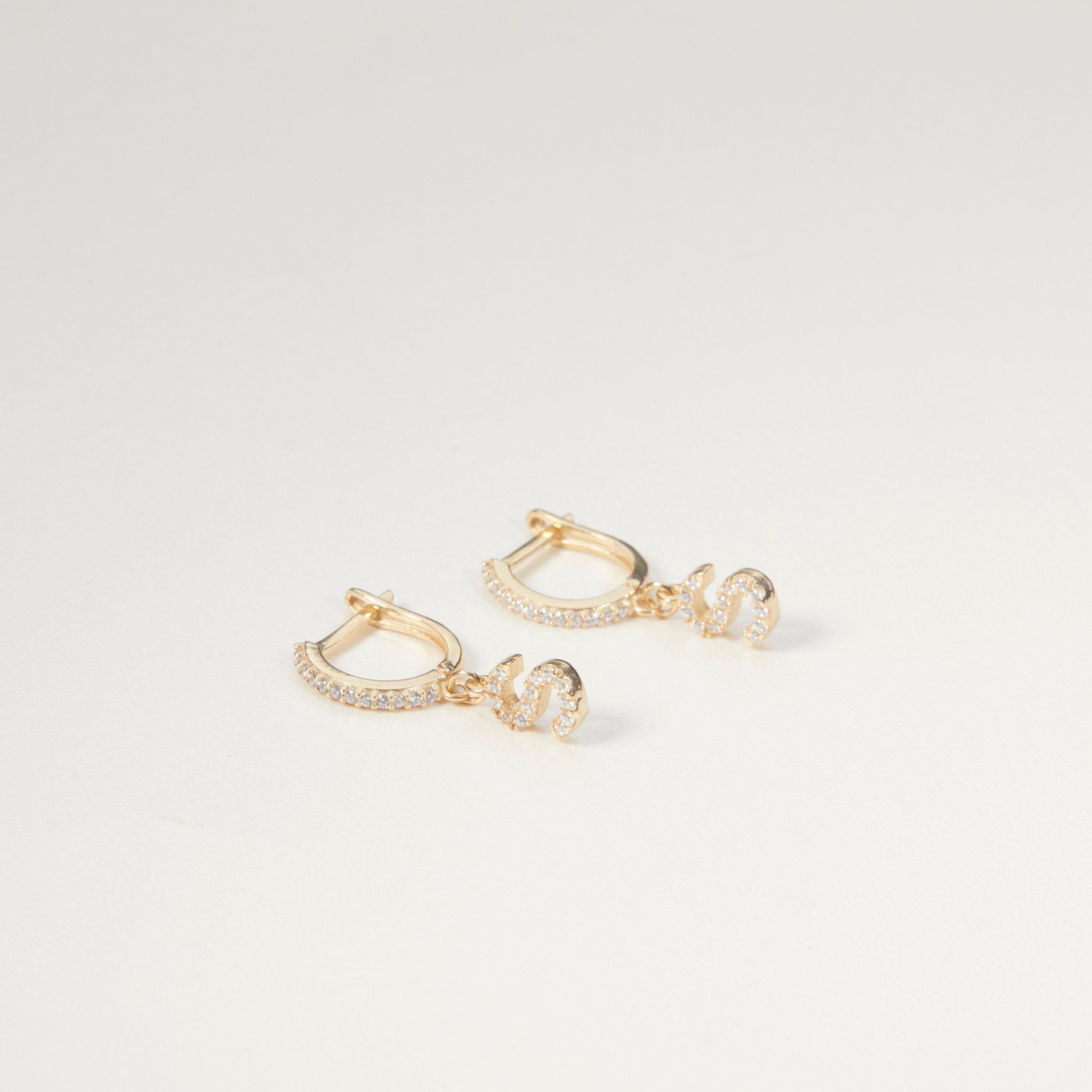 Pave Initial Hoop Earrings - 18K Gold Vermeil - Glamour Jewelry House