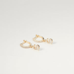 Pave Initial Hoop Earrings - 18K Gold Vermeil - Glamour Jewelry House