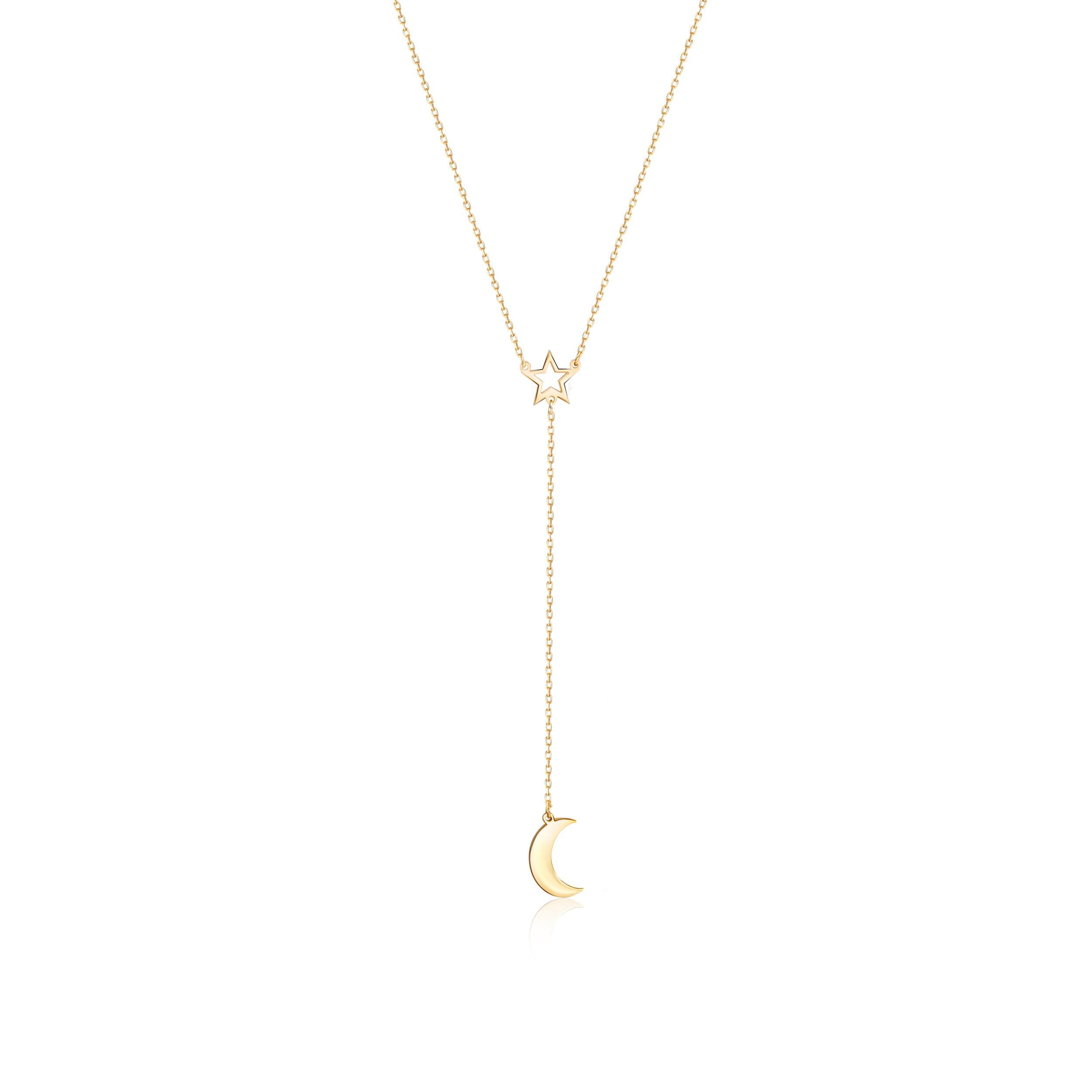 Star and Moon Necklace - 18K Gold Vermeil - Glamour Jewelry House