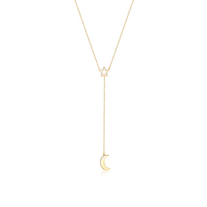 Star and Moon Necklace - 18K Gold Vermeil - Glamour Jewelry House