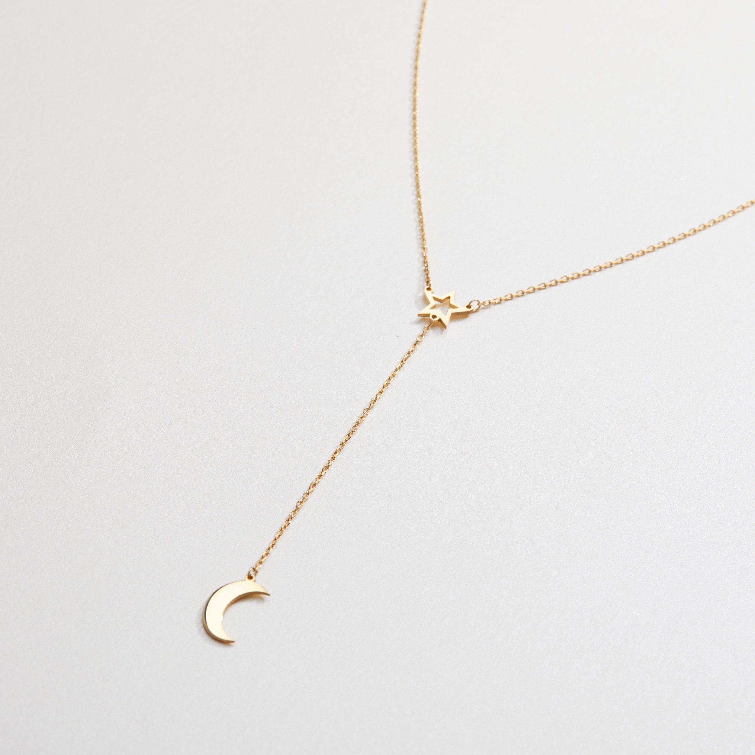 Star and Moon Necklace - 18K Gold Vermeil - Glamour Jewelry House