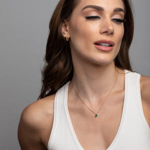 14K Solid Gold Emerald Necklace - 18K Gold Vermeil - Glamour Jewelry House