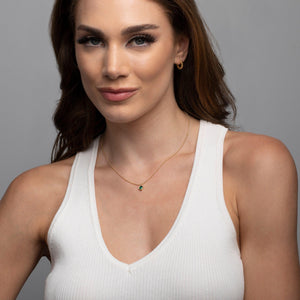 14K Solid Gold Emerald Necklace - 18K Gold Vermeil - Glamour Jewelry House