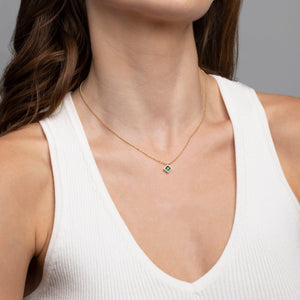 14K Solid Gold Emerald Necklace - 18K Gold Vermeil - Glamour Jewelry House