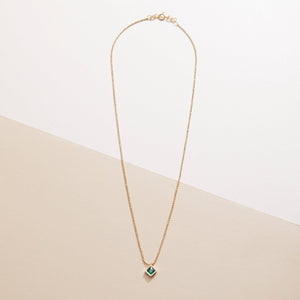 14K Solid Gold Emerald Necklace - 18K Gold Vermeil - Glamour Jewelry House