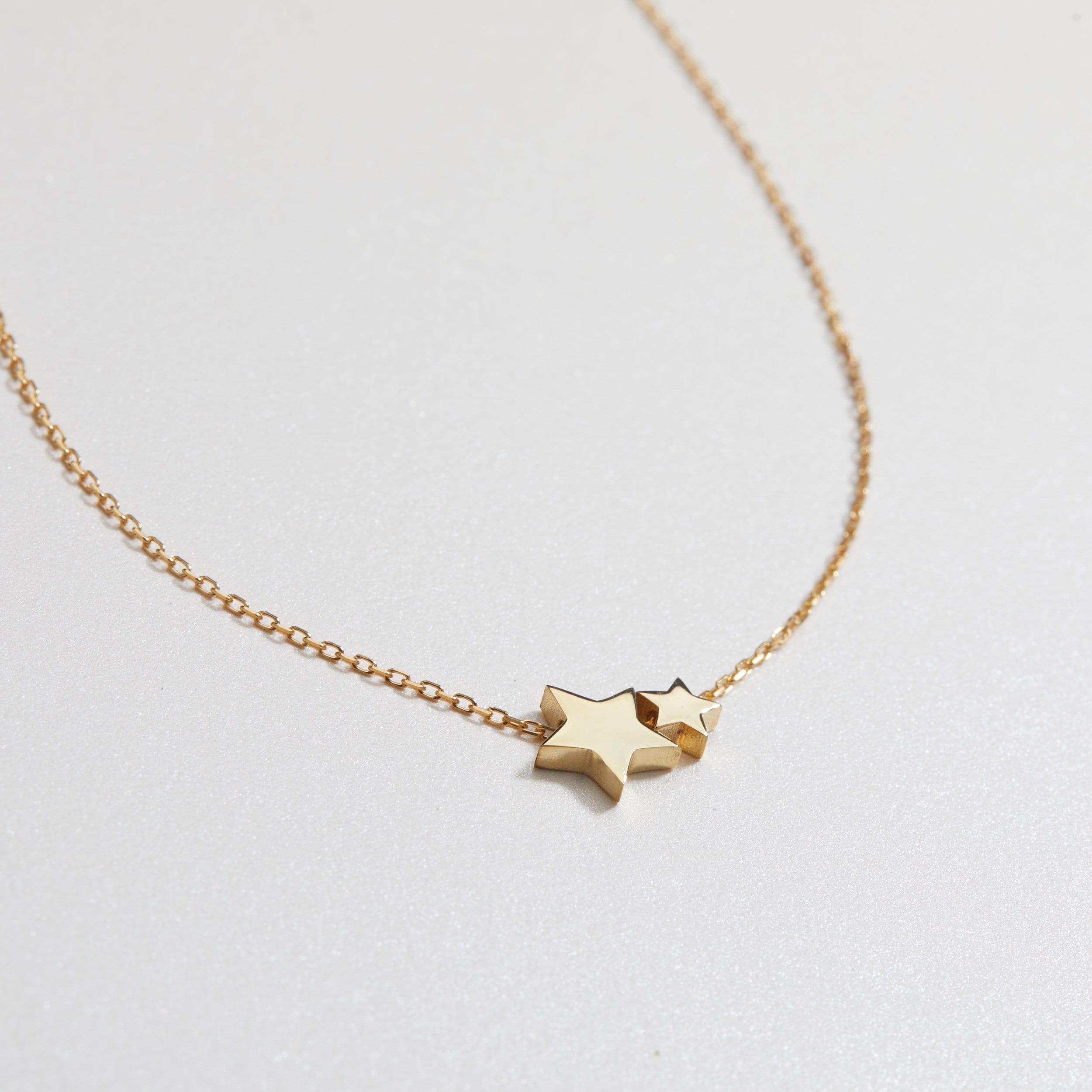 Small Double Star Pendant Necklace - 18K Gold Vermeil - Glamour Jewelry House