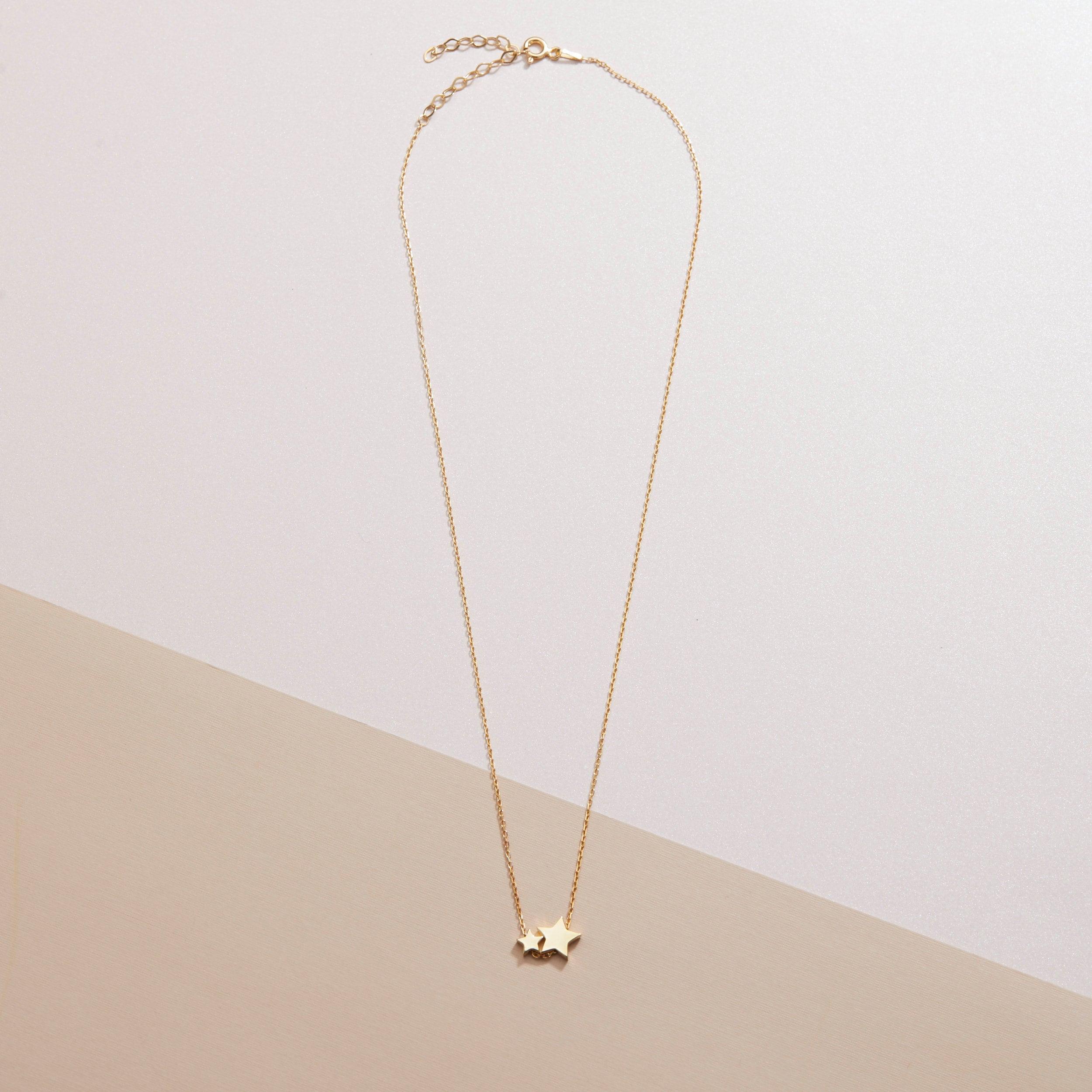 Small Double Star Pendant Necklace - 18K Gold Vermeil - Glamour Jewelry House