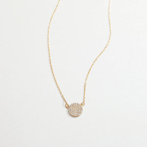 Pave Circle CZ Diamond Pendant Necklace - 18K Gold Vermeil - Glamour Jewelry House