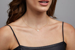 Pave Circle CZ Diamond Pendant Necklace - 18K Gold Vermeil - Glamour Jewelry House