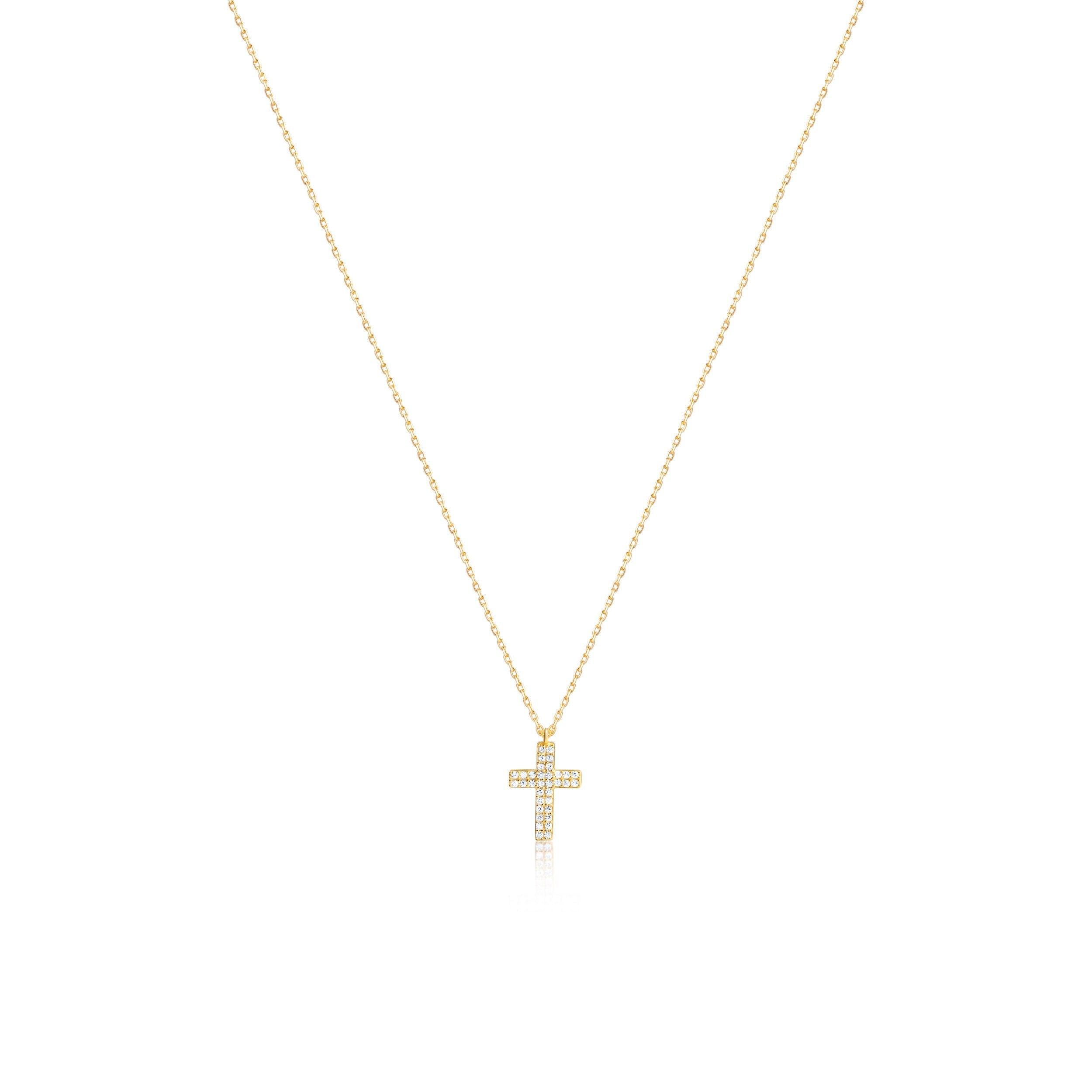 Gold Pave Cross Necklace - 18K Gold Vermeil - Glamour Jewelry House