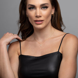 Gold Pave Cross Necklace - 18K Gold Vermeil - Glamour Jewelry House