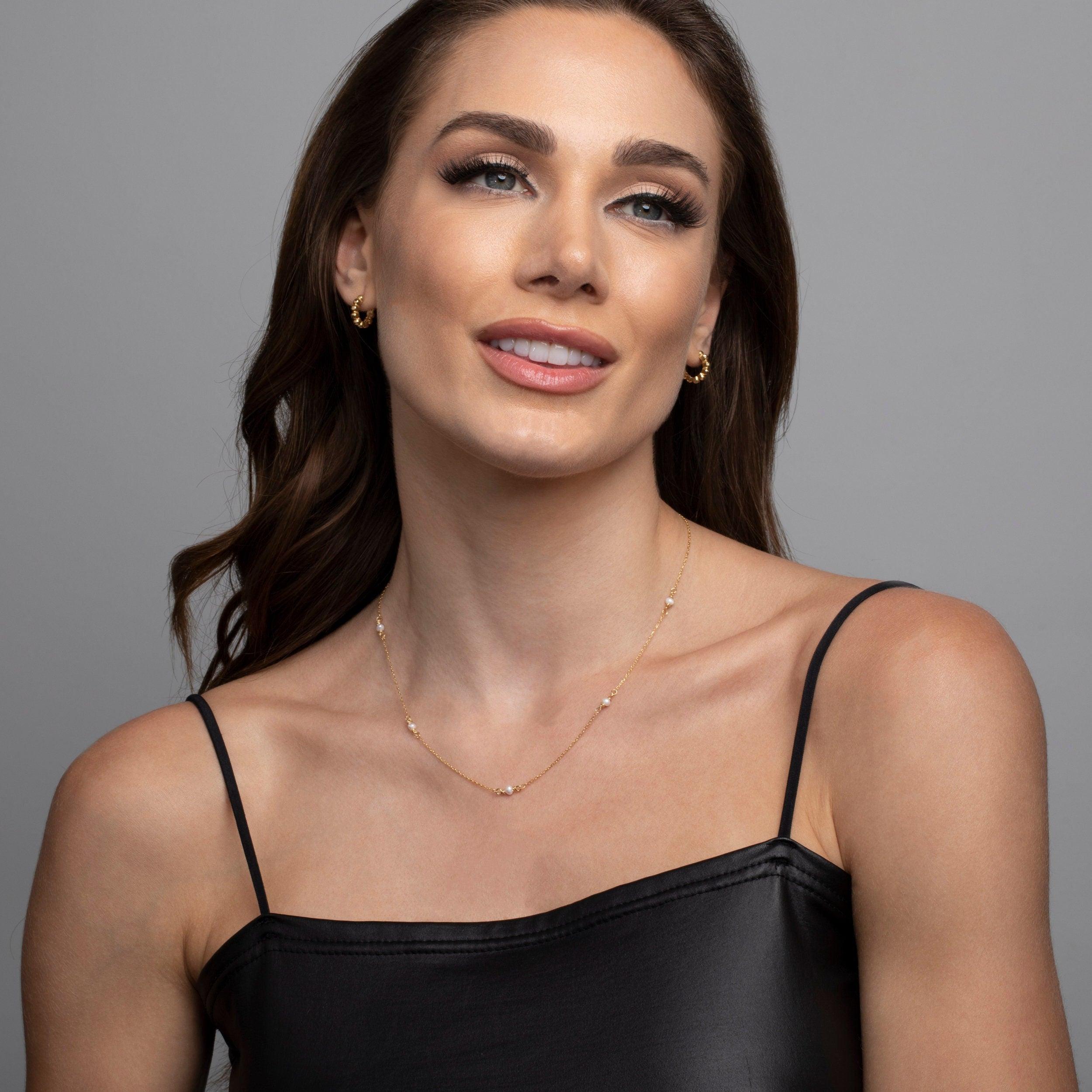 Small Pearl Satellite Necklace - 18K Gold Vermeil - Glamour Jewelry House