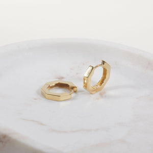 Geometric Hexagon Huggie Earrings - 18K Gold Vermeil - Glamour Jewelry House