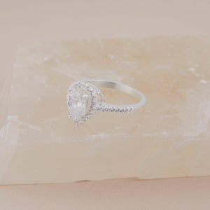 Pear Cut Diamond Engagement Ring - 18K Gold Vermeil - Glamour Jewelry House