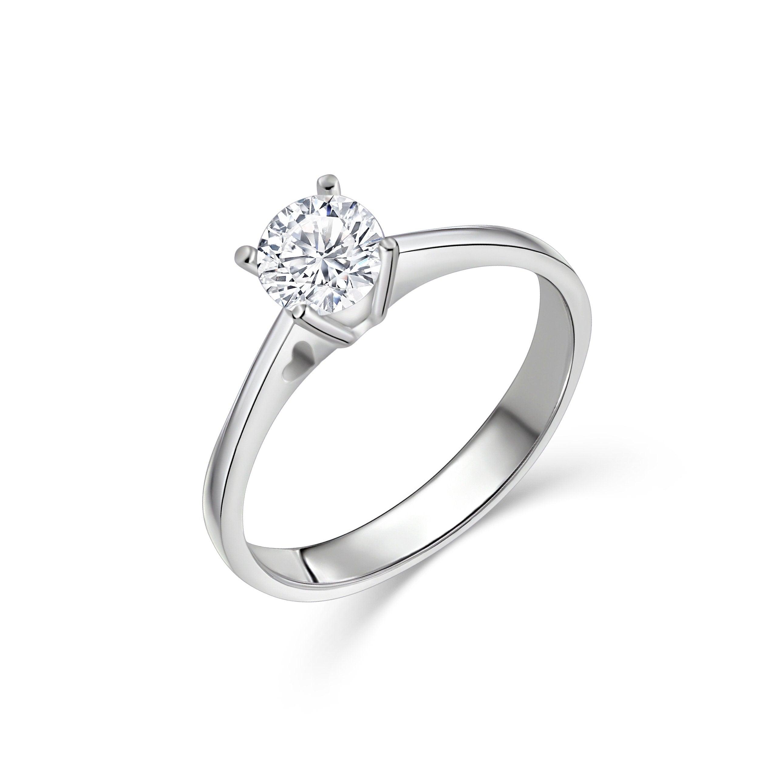 Solitaire CZ Diamond Ring - 18K Gold Vermeil - Glamour Jewelry House