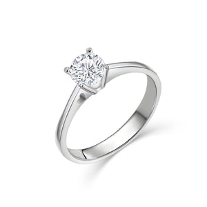 Solitaire CZ Diamond Ring - 18K Gold Vermeil - Glamour Jewelry House