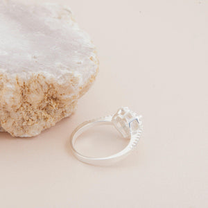 Solitaire Heart CZ Diamond Engagement Ring - 18K Gold Vermeil - Glamour Jewelry House