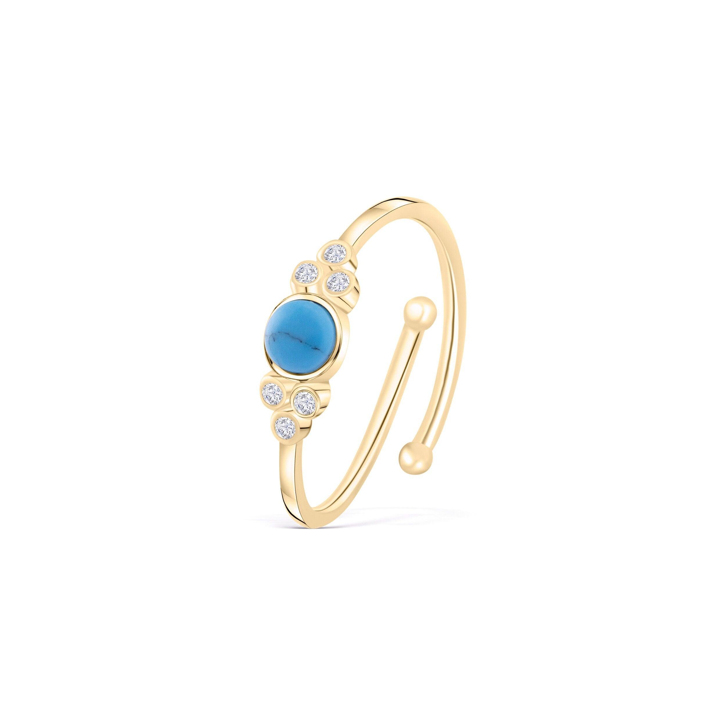 Turquoise Natural Stone Ring - 18K Gold Vermeil - Glamour Jewelry House