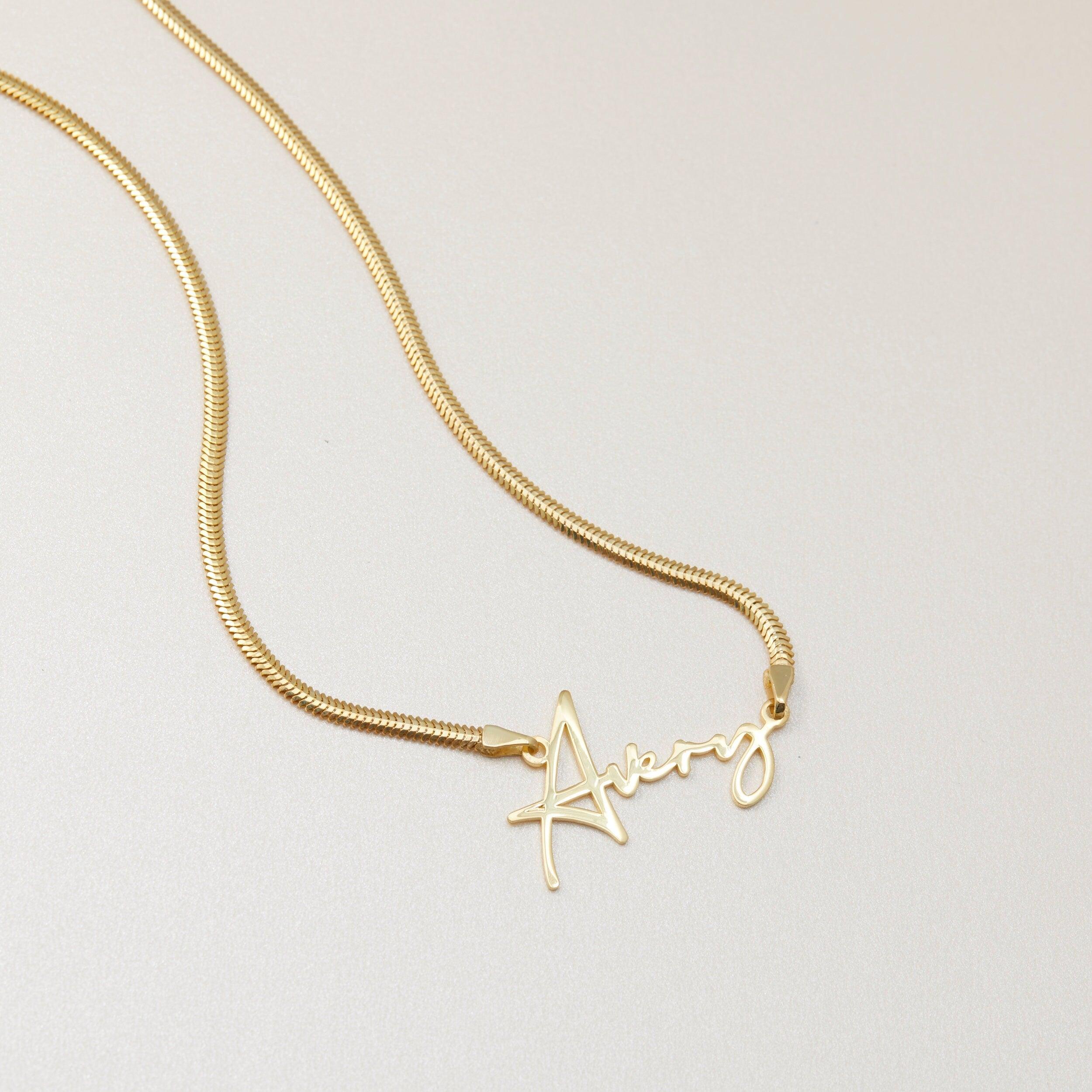 Name Necklace with Snake Chain - 18K Gold Vermeil - Glamour Jewelry House