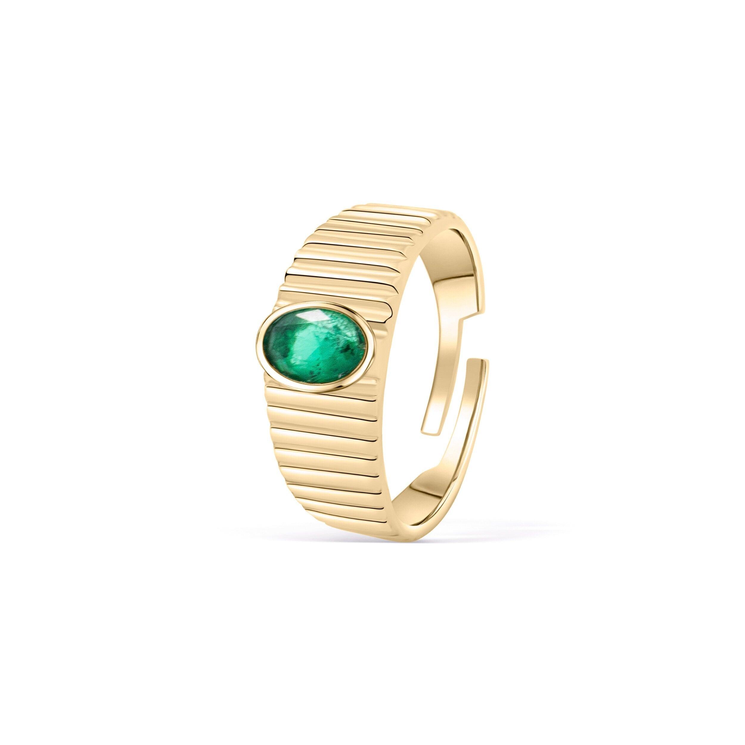 CZ Emerald Ring - 18K Gold Vermeil - Glamour Jewelry House