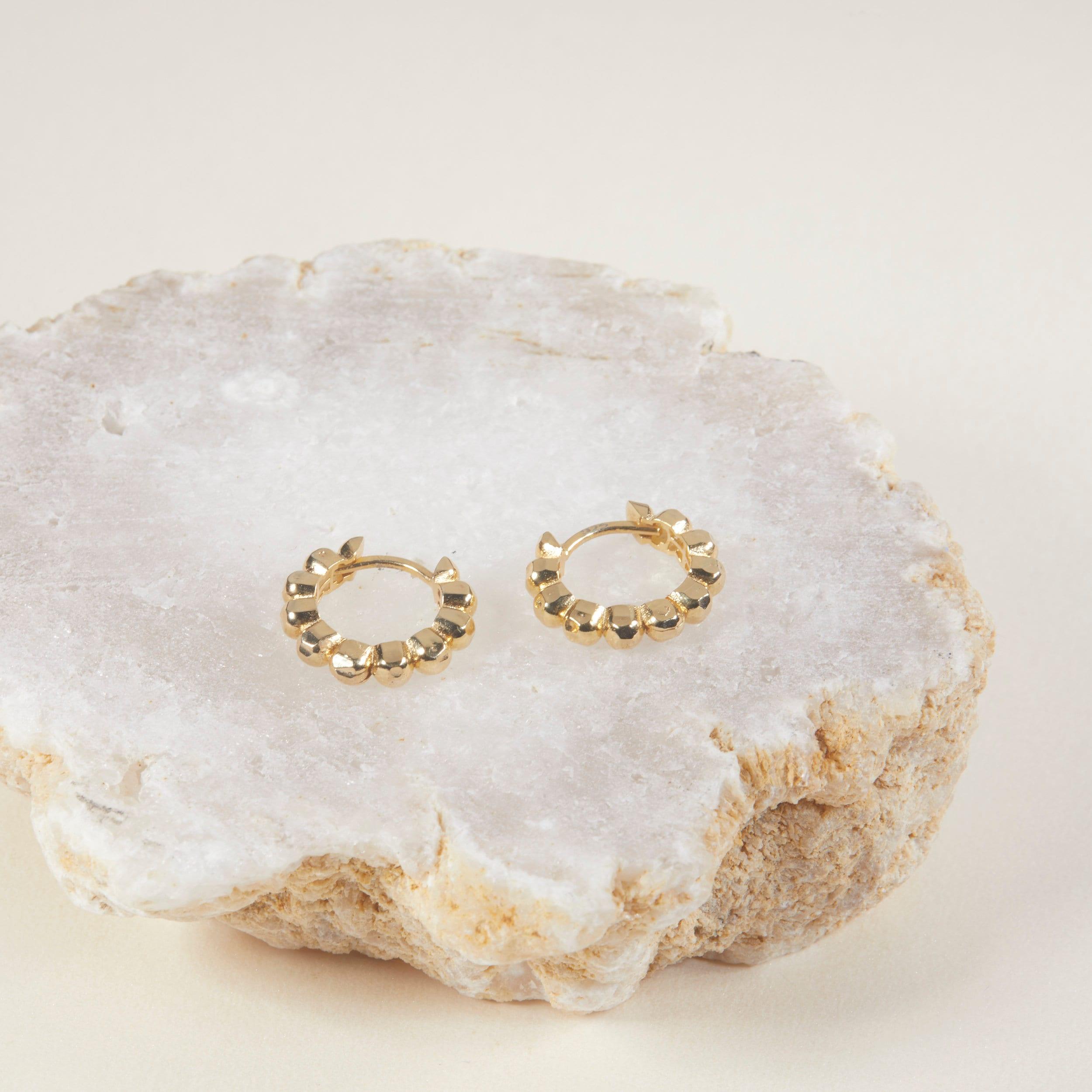 Bubble Ball Huggie Hoop Earring - 18K Gold Vermeil - Glamour Jewelry House