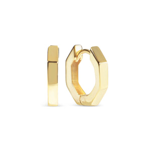 Geometric Hexagon Huggie Earrings - 18K Gold Vermeil - Glamour Jewelry House