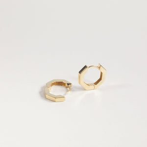 Geometric Hexagon Huggie Earrings - 18K Gold Vermeil - Glamour Jewelry House
