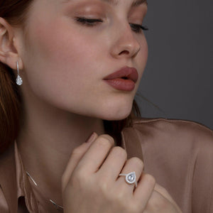 Pear Cut Diamond Engagement Ring - 18K Gold Vermeil - Glamour Jewelry House