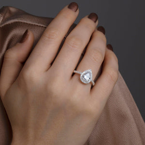 Pear Cut Diamond Engagement Ring - 18K Gold Vermeil - Glamour Jewelry House