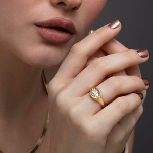 Sun Star Diamond Signet Ring - 18K Gold Vermeil - Glamour Jewelry House