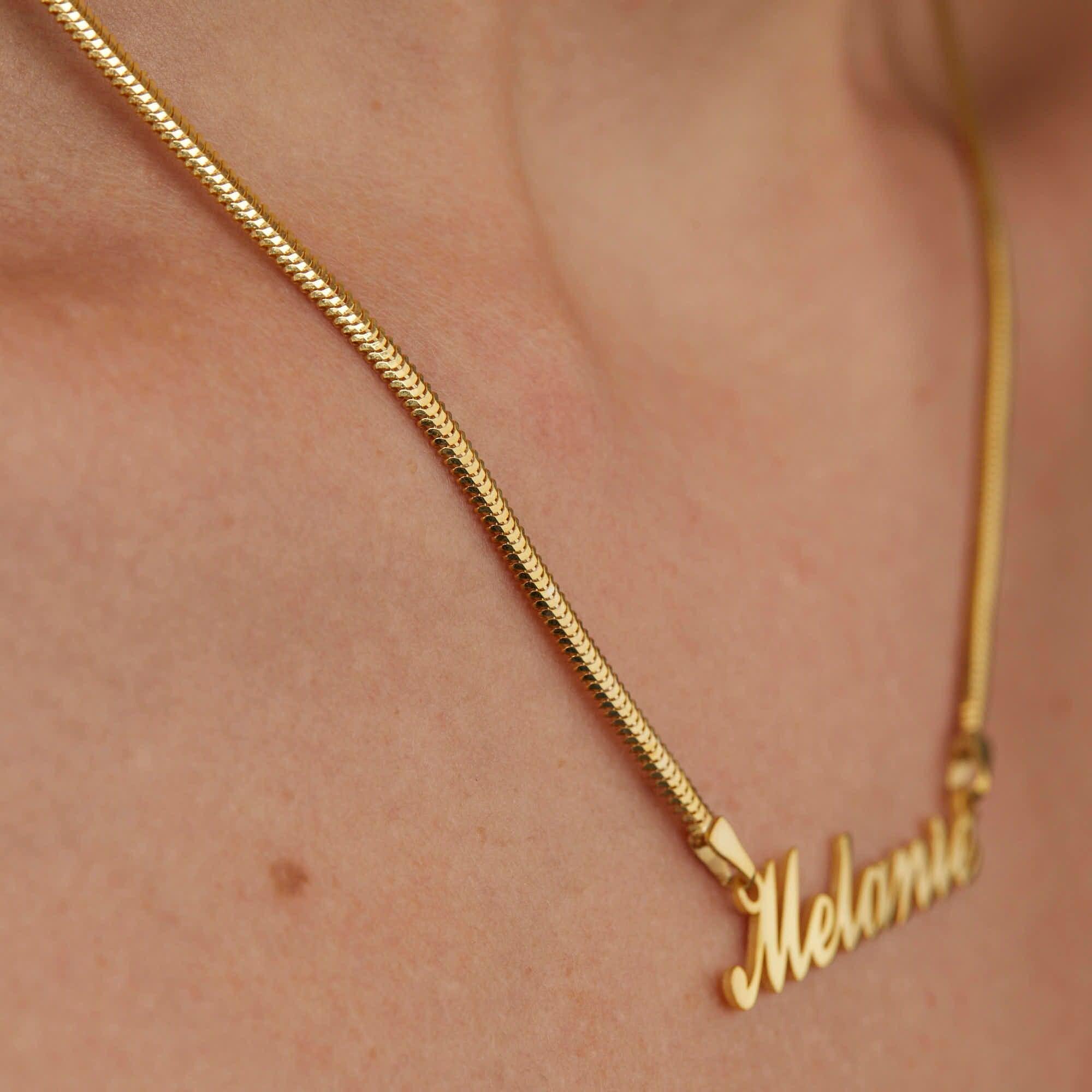 Name Necklace with Snake Chain - 18K Gold Vermeil - Glamour Jewelry House
