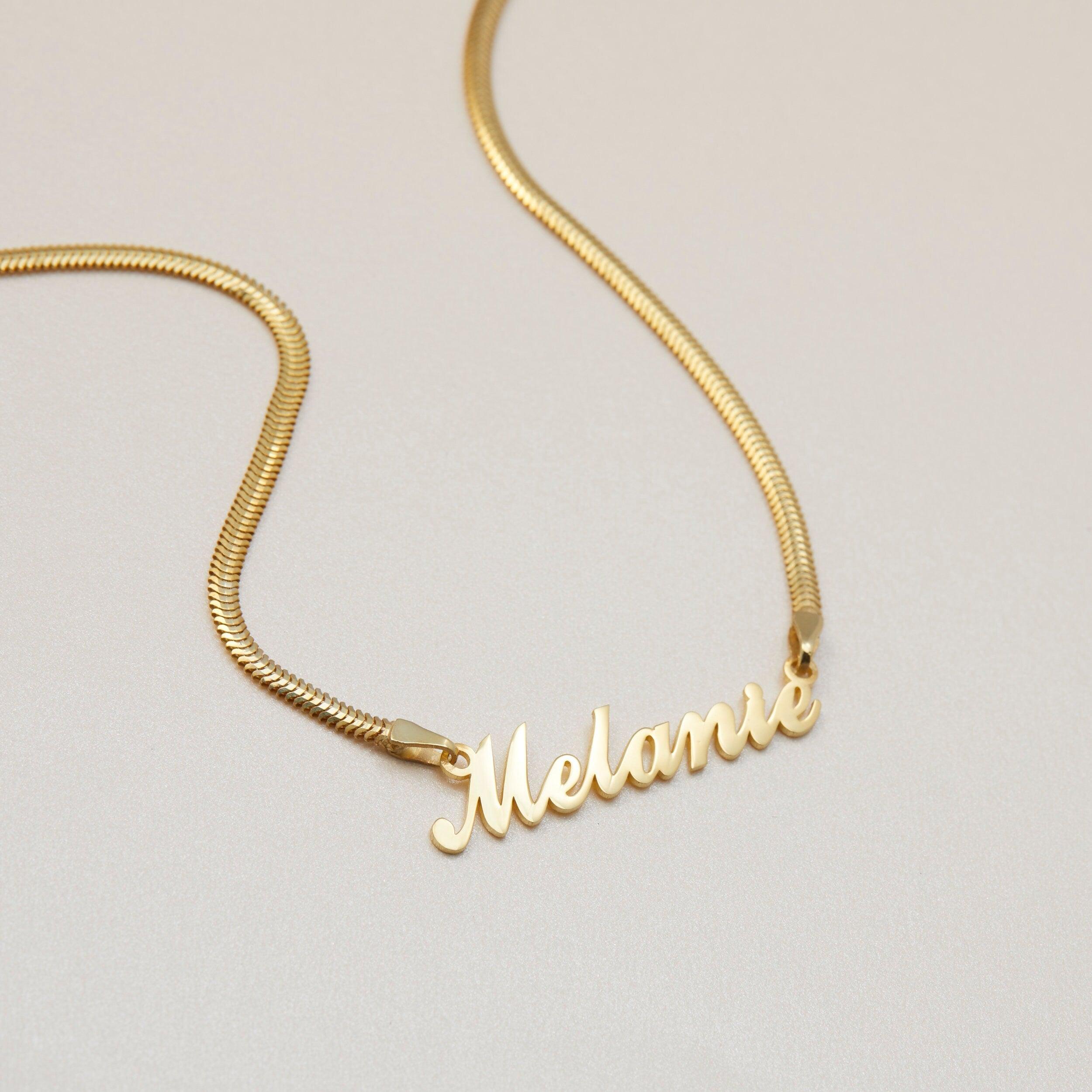 Name Necklace with Snake Chain - 18K Gold Vermeil - Glamour Jewelry House