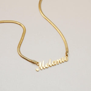 Name Necklace with Snake Chain - 18K Gold Vermeil - Glamour Jewelry House
