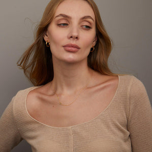 Sideways Initial Necklace with Birthstone - 18K Gold Vermeil - Glamour Jewelry House