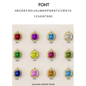 Sideways Initial Necklace with Birthstone - 18K Gold Vermeil - Glamour Jewelry House