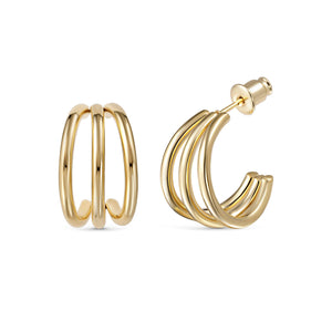 Gold Triple Hoop Earrings - Glamour Jewelry House