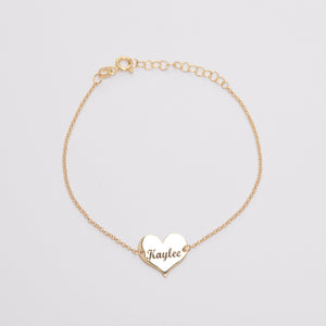 Personalized Name Bracelet with Heart Charm - 18K Gold Vermeil - Glamour Jewelry House