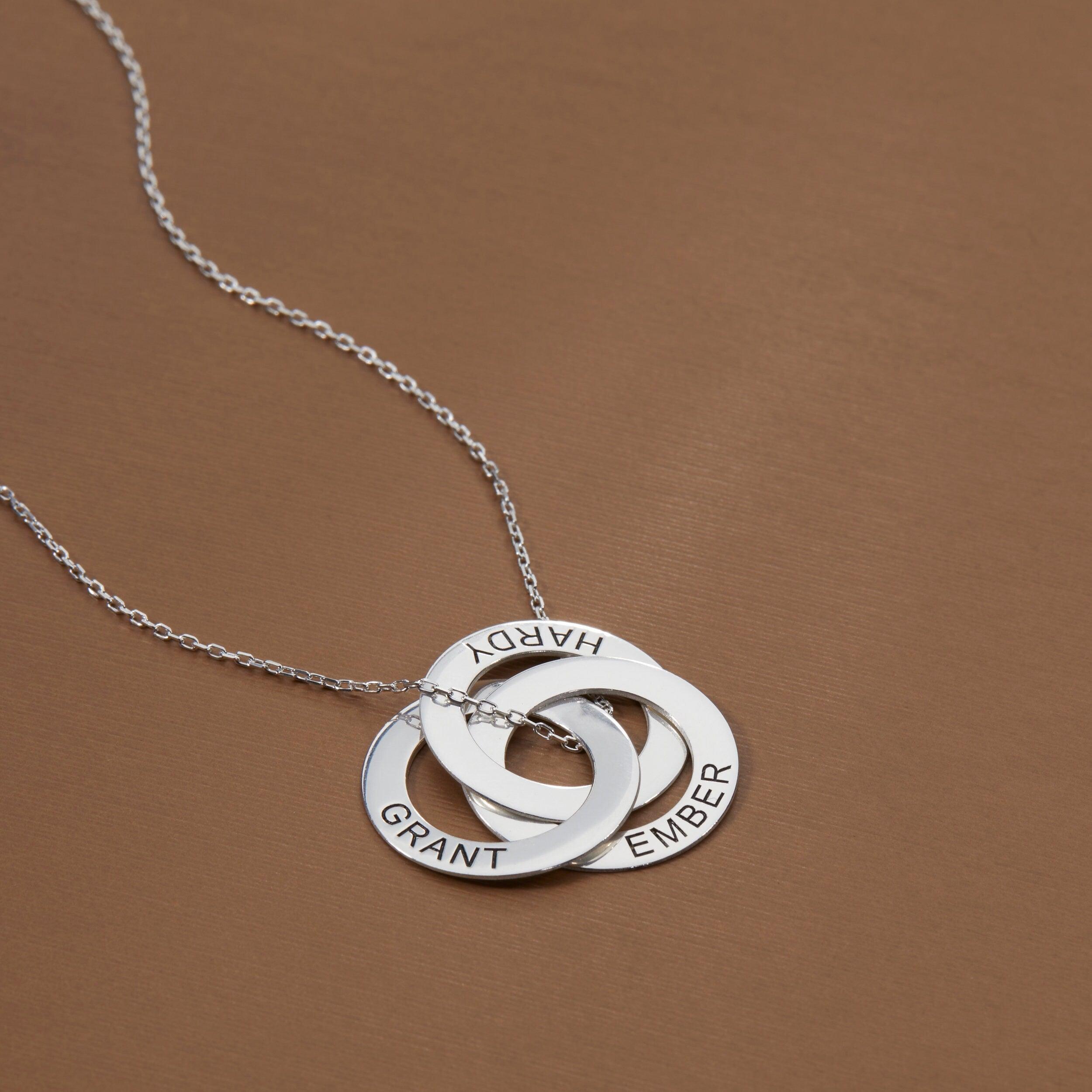 Multi Name Necklace with Silver Round Name Pendants - 18K Gold Vermeil - Glamour Jewelry House
