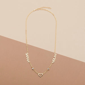 Double Name Necklace with Birthstone - 18K Gold Vermeil - Glamour Jewelry House