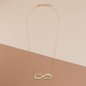 Double Infinity Name Necklace - 18K Gold Vermeil - Glamour Jewelry House